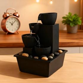 Fontaine à eau cascade avec éclairage LED pour décoration intérieure et ambiance V5