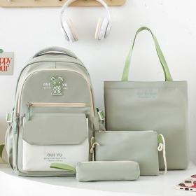 Sac À Dos Scolaire GuiYu 4pcs en Tissu pour Adolescents Et Filles - Vert