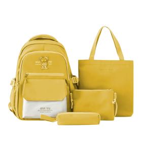 Sac À Dos Scolaire GuiYu 4pcs en Tissu pour Adolescents Et Filles - Jaune