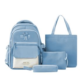 Sac À Dos Scolaire GuiYu 4pcs en Tissu pour Adolescents Et Filles - Bleu