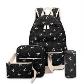 Sac À Dos Scolaire Weimei 4pcs en Tissu pour Adolescents Et Filles - Noir