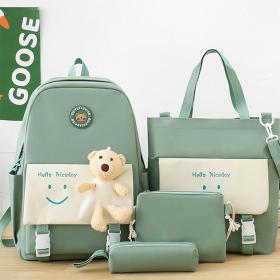Sac À Dos Scolaire Nice Day 4pcs en toile pour Adolescents Et Filles - Vert