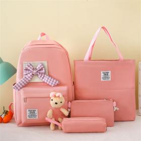 Ensemble Sac à dos Kawaii 4 pièces, joli sac à dos lapin pour la rentrer scolaire - Rose