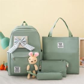 Ensemble Sac à dos Kawaii 4 pièces, joli sac à dos lapin pour la rentrer scolaire - Vert