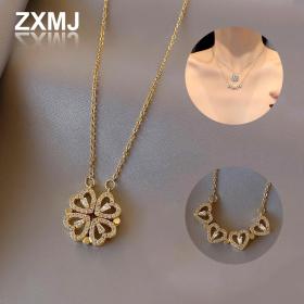 Collier avec Pendentif Magnétique, Bijou en forme de Trèfle Porte-Bonheur, pour Femme