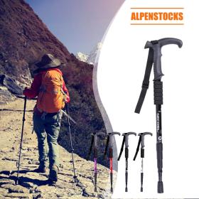 Bâton de randonnée télescopique en alliage d'aluminium ultraléger antidérapant - القطب تلسكوبي للمشي لمسافات طويلة