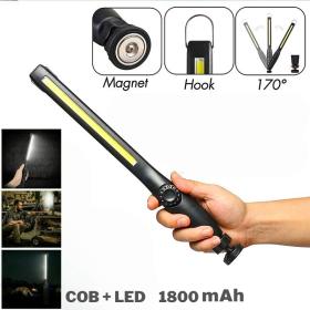 Lampe de travail COB avec Base magnétique rotative à 360 Rechargeable, éclairage LED pour Inspection, réparation